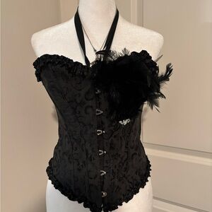 Black Corset with Feather Detail